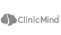 ClinicMind logo featuring gray cloud-like shapes on the left.