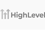 HighLevel logo with three upward arrows to the left of the brand name