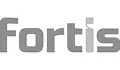 Fortis logo—gray lettering of the brand name on a plain background.
